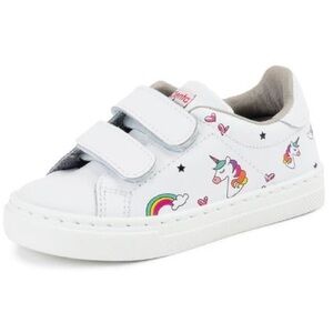 Brand New Cienta white unicorn rainbow Velcro white leather Sneakers 35